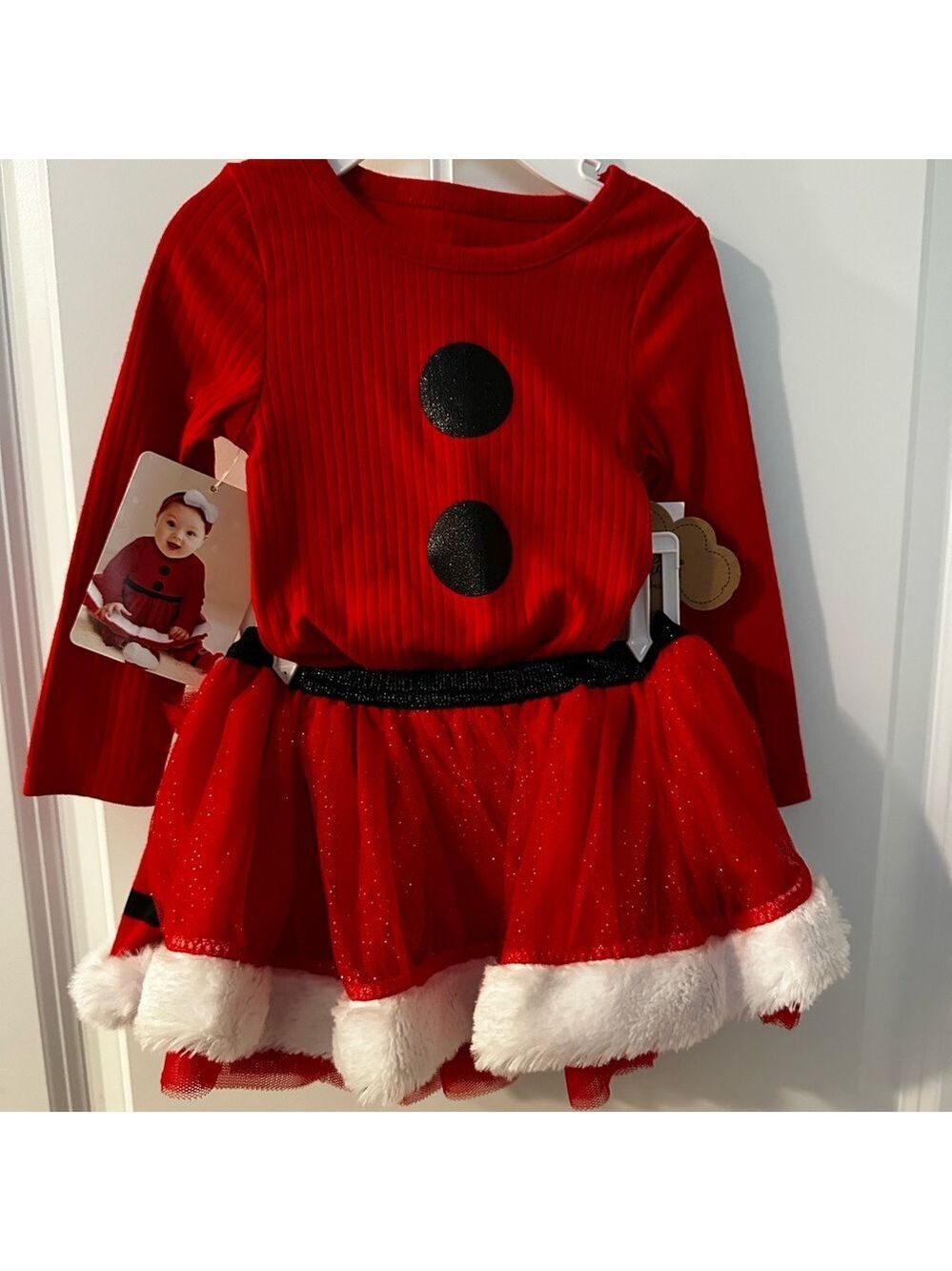 Baby Essentials Red and Black Holiday Dress Set